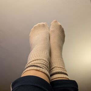Pair Of White Pilates Socks, Well Worn & Dirty